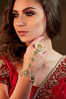 Gold Plated Pearl Hathphool