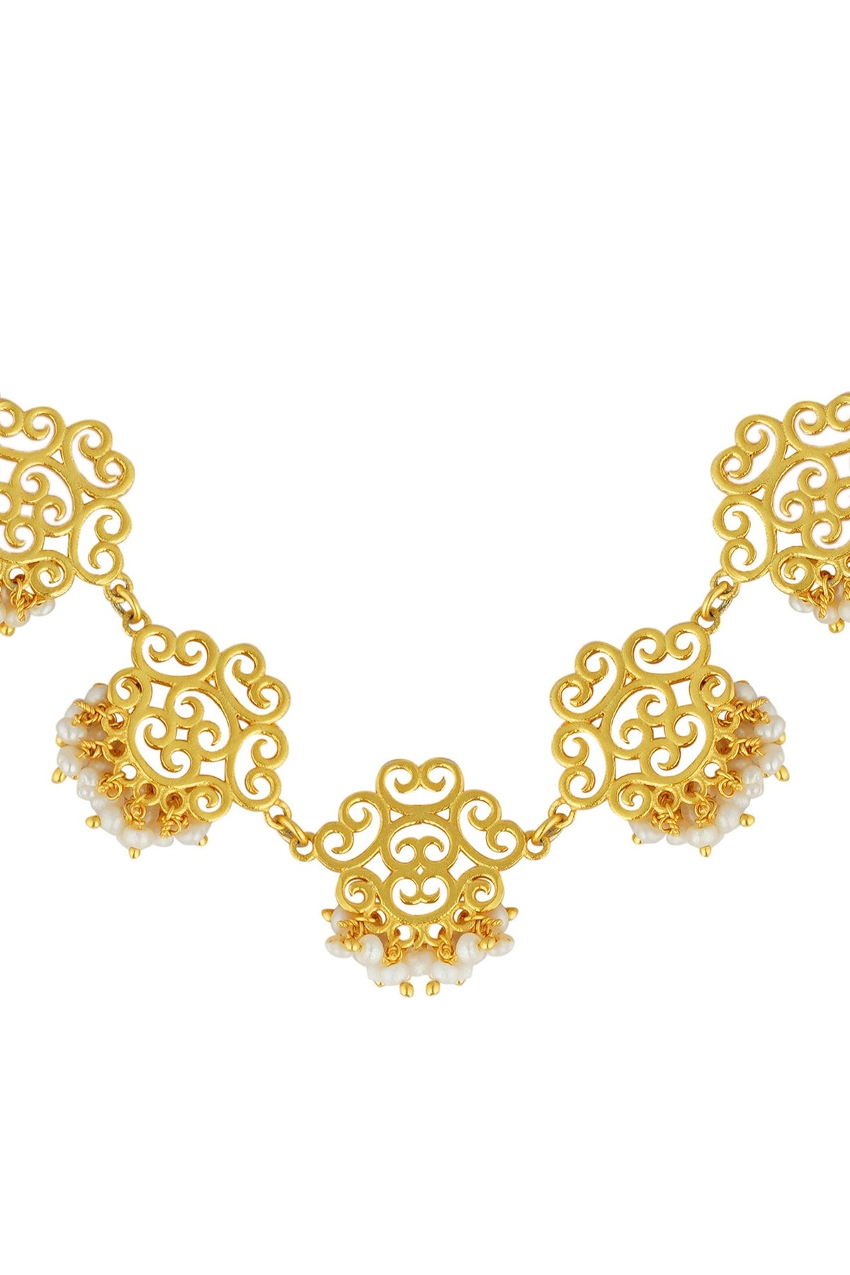 Gold Plated Handcrafted Pearl Bead Necklace