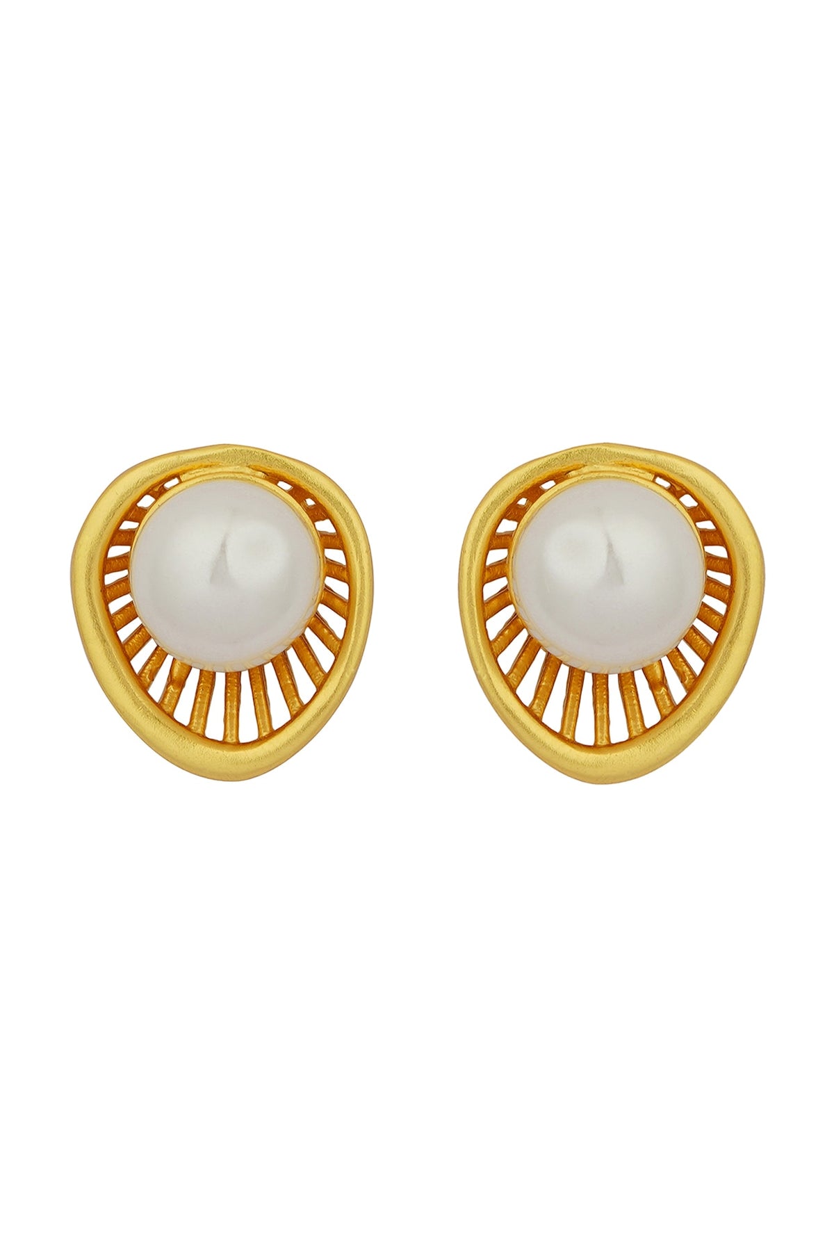 Gold Plated Earrings With Shell Pearls