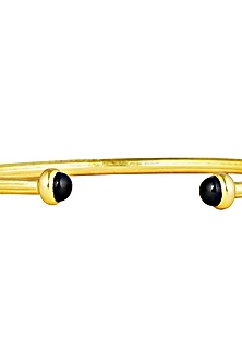 Gold Plated Black Onyx Cuff Bangle