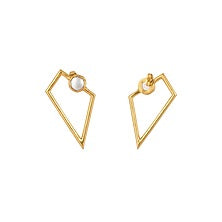 Gold Plated Baroque Pearl & Smoky Topaz Earrings