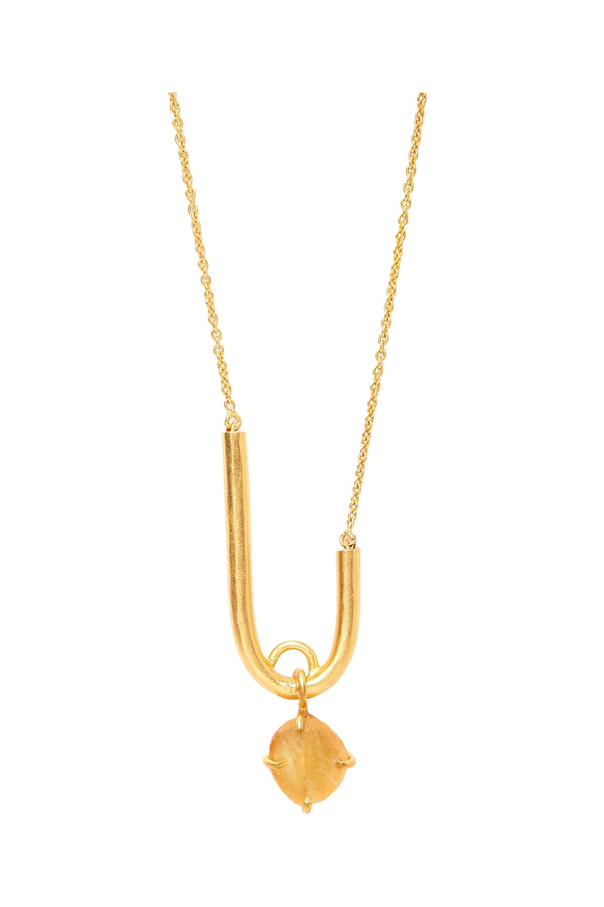 Gold Plated Citrine Pendant Necklace
