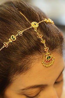 Gold Plated Cubic Zirconia Maangtikka & Mathapatti Gift Box (Set Of 2)