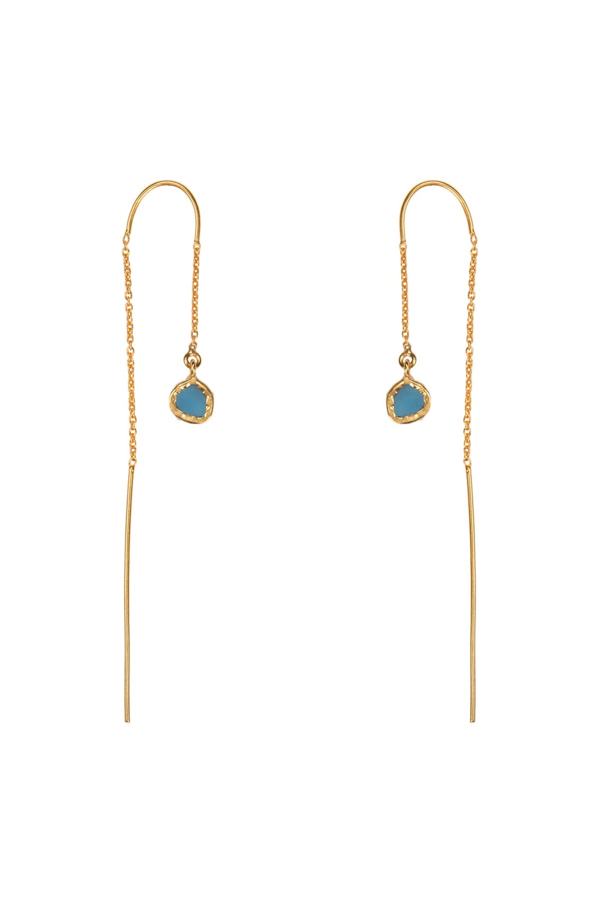 Gold Plated Earrings With Blue Topaz Stone