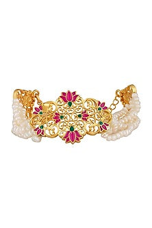 Gold Plated Choker Necklace With Pearls