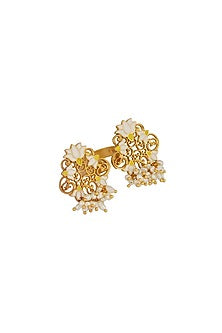 Gold Plated Pearl & Enamel Open Ring