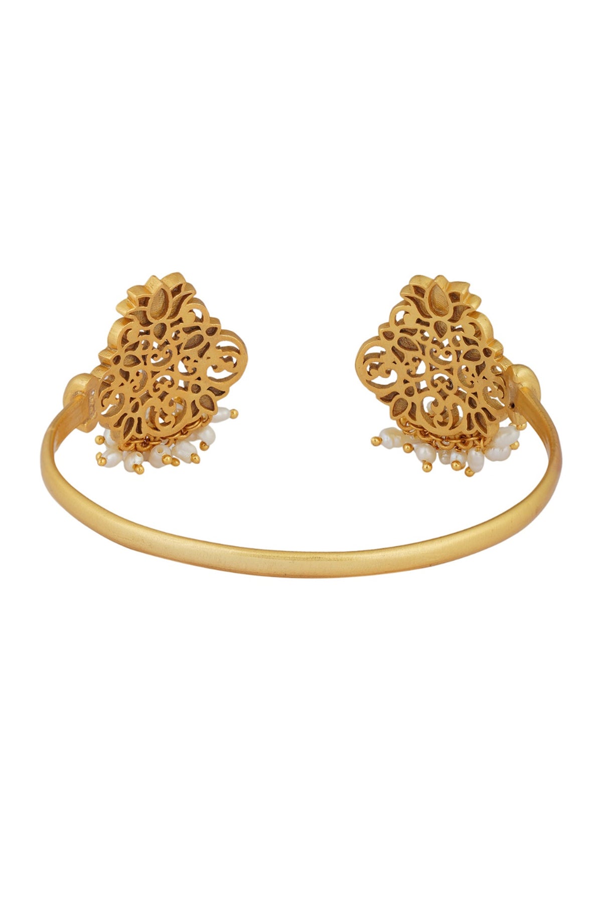 Gold Plated Pearl & Enamel Cuff Bracelet