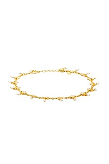 Gold Plated Pearl & Enamel Anklet