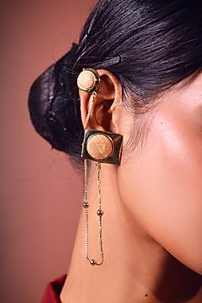 Gold Finish Dangler Chain Earrings