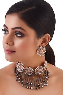 Rose Gold Finish Choker Necklace Set