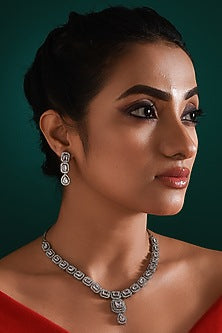 White Gold Finish Zircon Necklace Set
