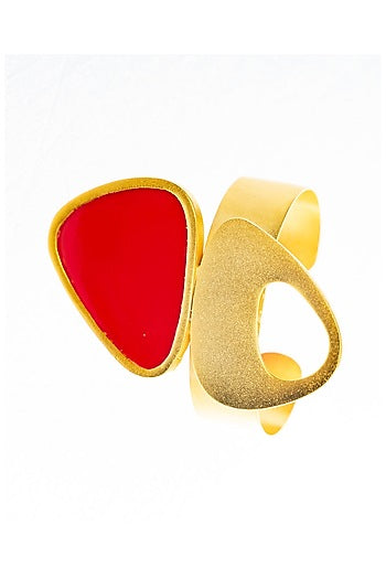 Matte Gold Finish Coral Stone Bracelet