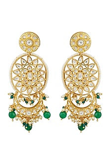 Gold Plated Kundan Polki & Green Stone Choker Necklace Set