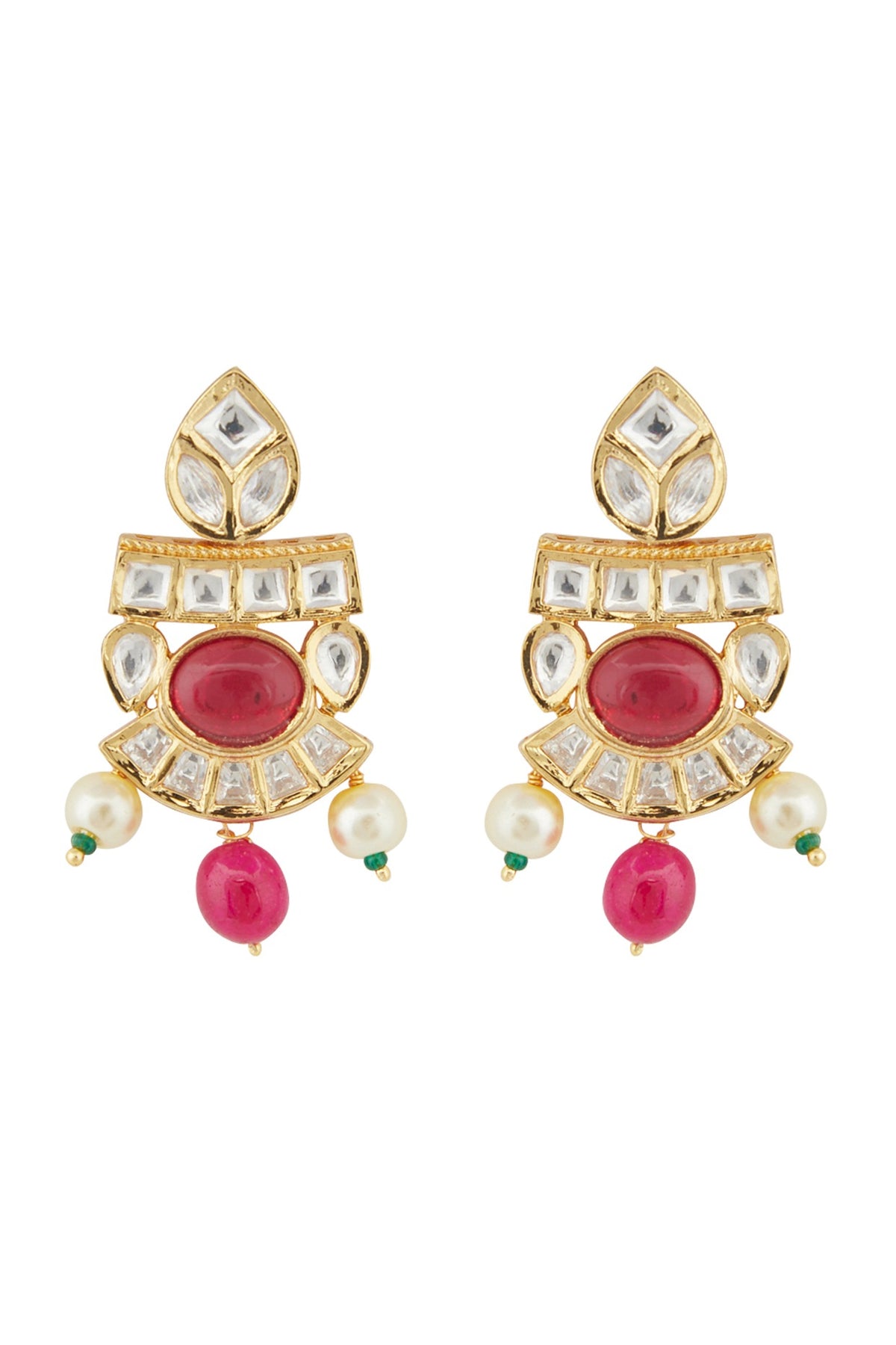 Gold Plated Kundan Polki & Navratna Necklace Set