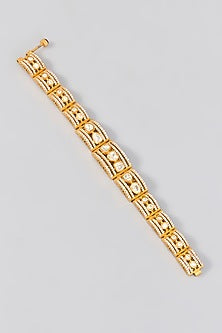 Gold Finish Moissanite Polki Kada