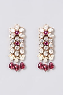 Gold Finish Kundan Polki & Pink Stone Necklace Set
