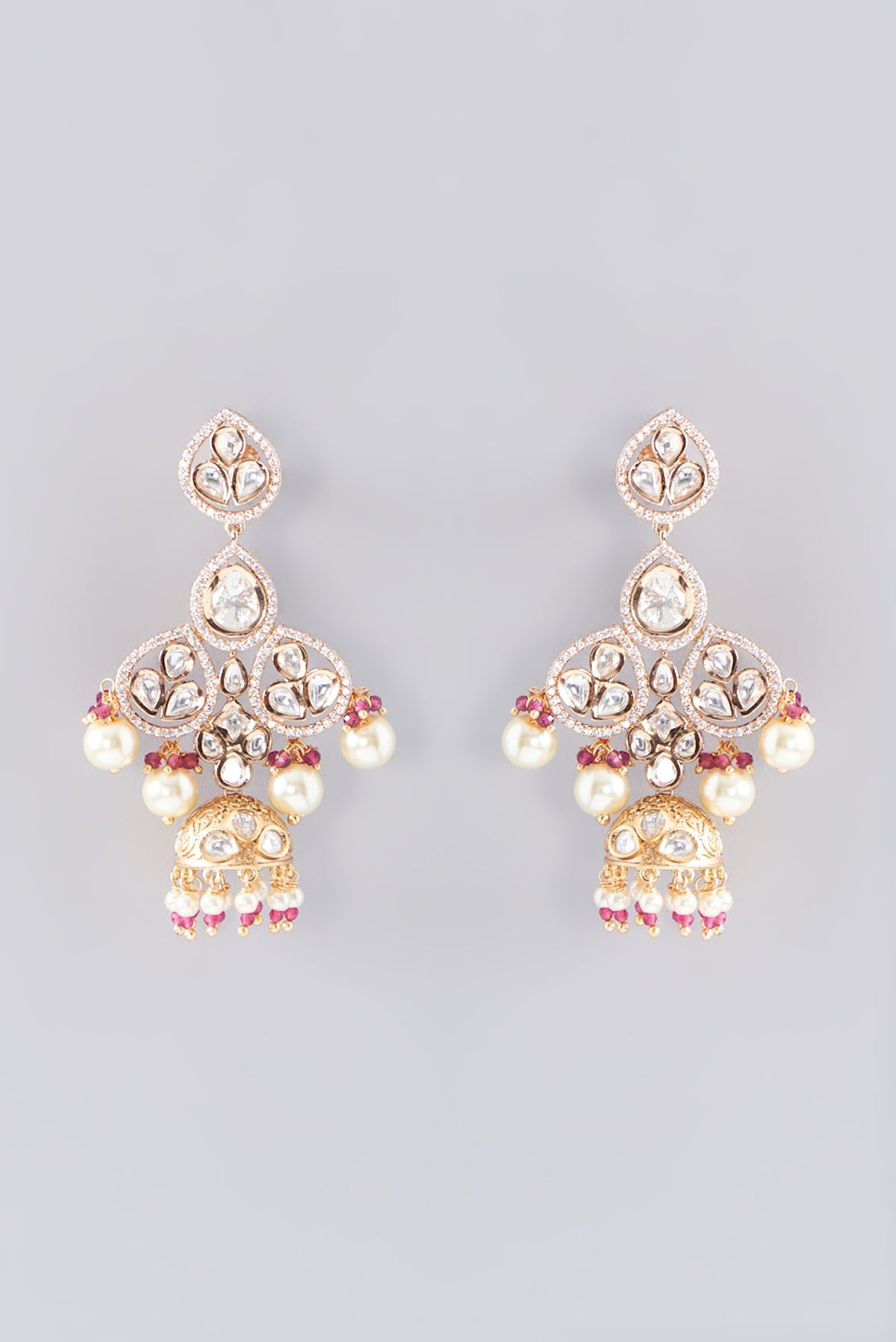 Gold Plated Kundan Polki & Pearl Necklace Set