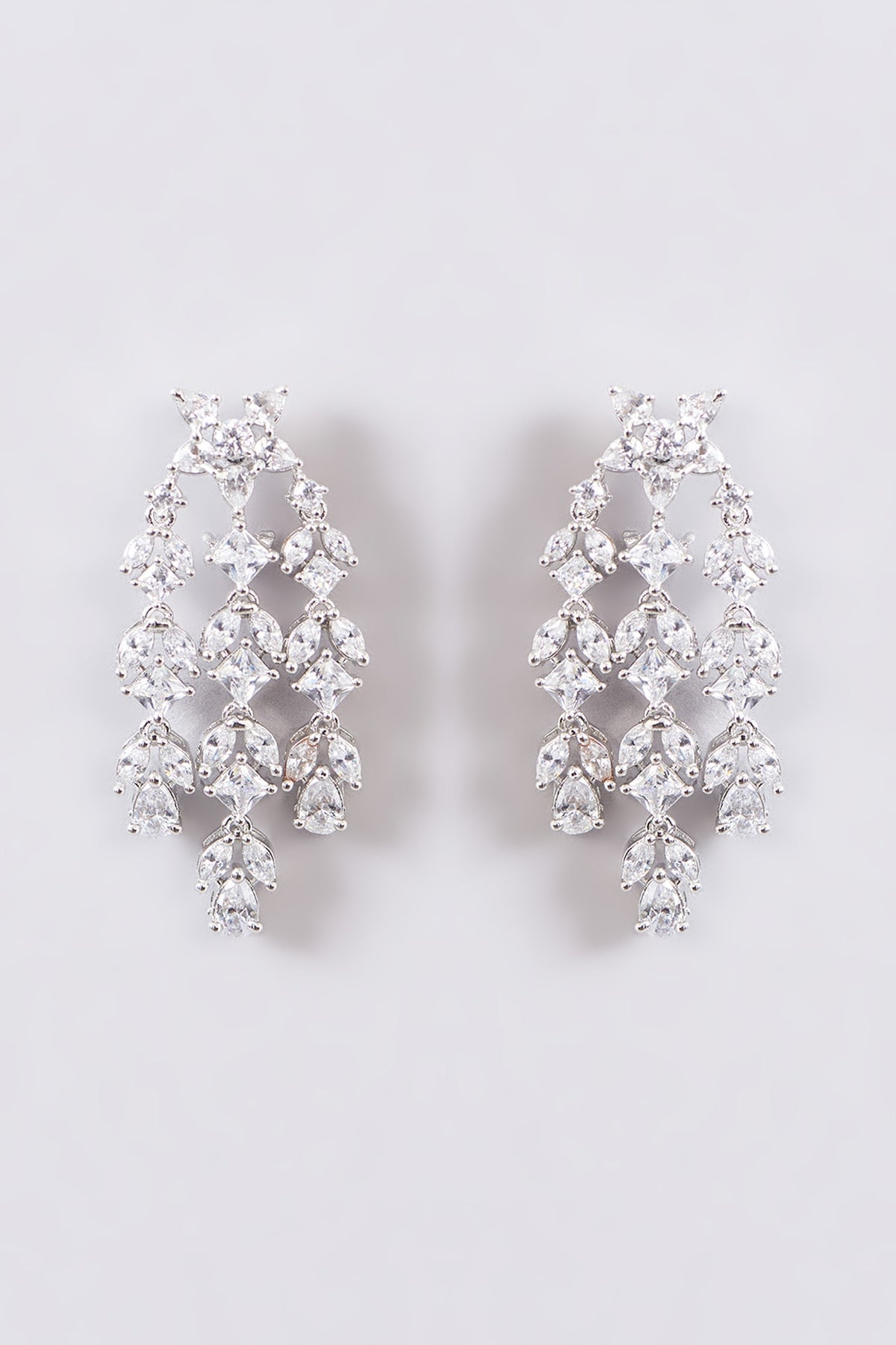 White Finish Faux Diamond Necklace Set