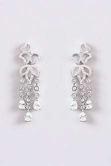 White Finish Faux Diamond & Pearl Layered Necklace Set
