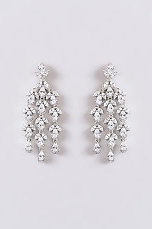 White Finish Faux Diamond Layered Necklace Set
