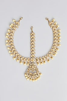 Two Tone Finish Kundan Polki Mathapatti