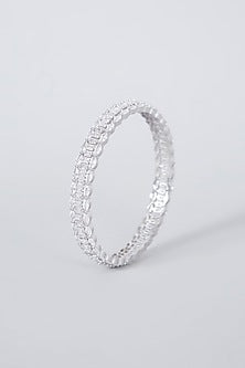 White Finish Diamond Bangles (Set Of 2)