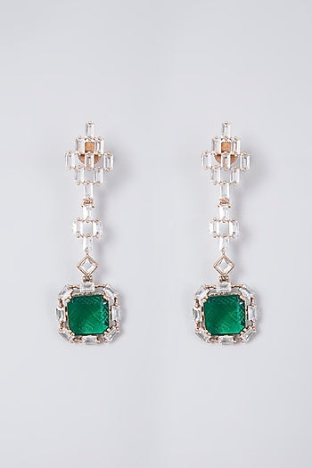 White Finish Diamond Dangler Earrings