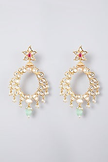 Gold Plated Kundan Polki Dangler Earrings