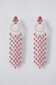 White Finish Diamond Dangler Earrings