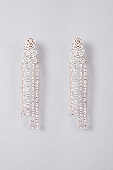 White Finish Diamond Dangler Earrings