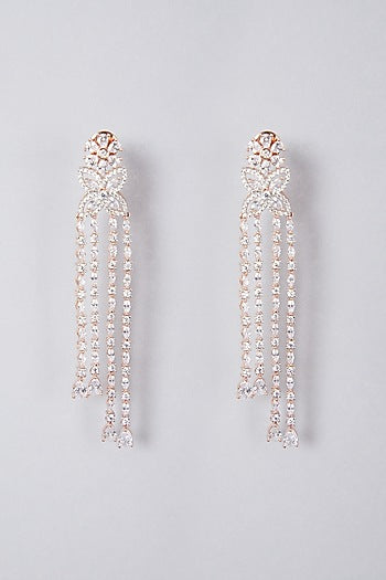 White Finish Diamond Dangler Earrings