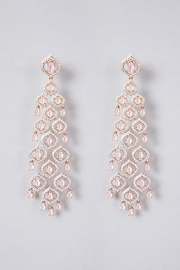 White Finish Diamond Dangler Earrings