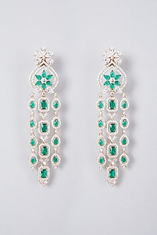 White Finish Diamond Dangler Earrings