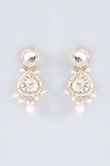 Gold Finish Kundan Polki & Pink Stone Necklace Set