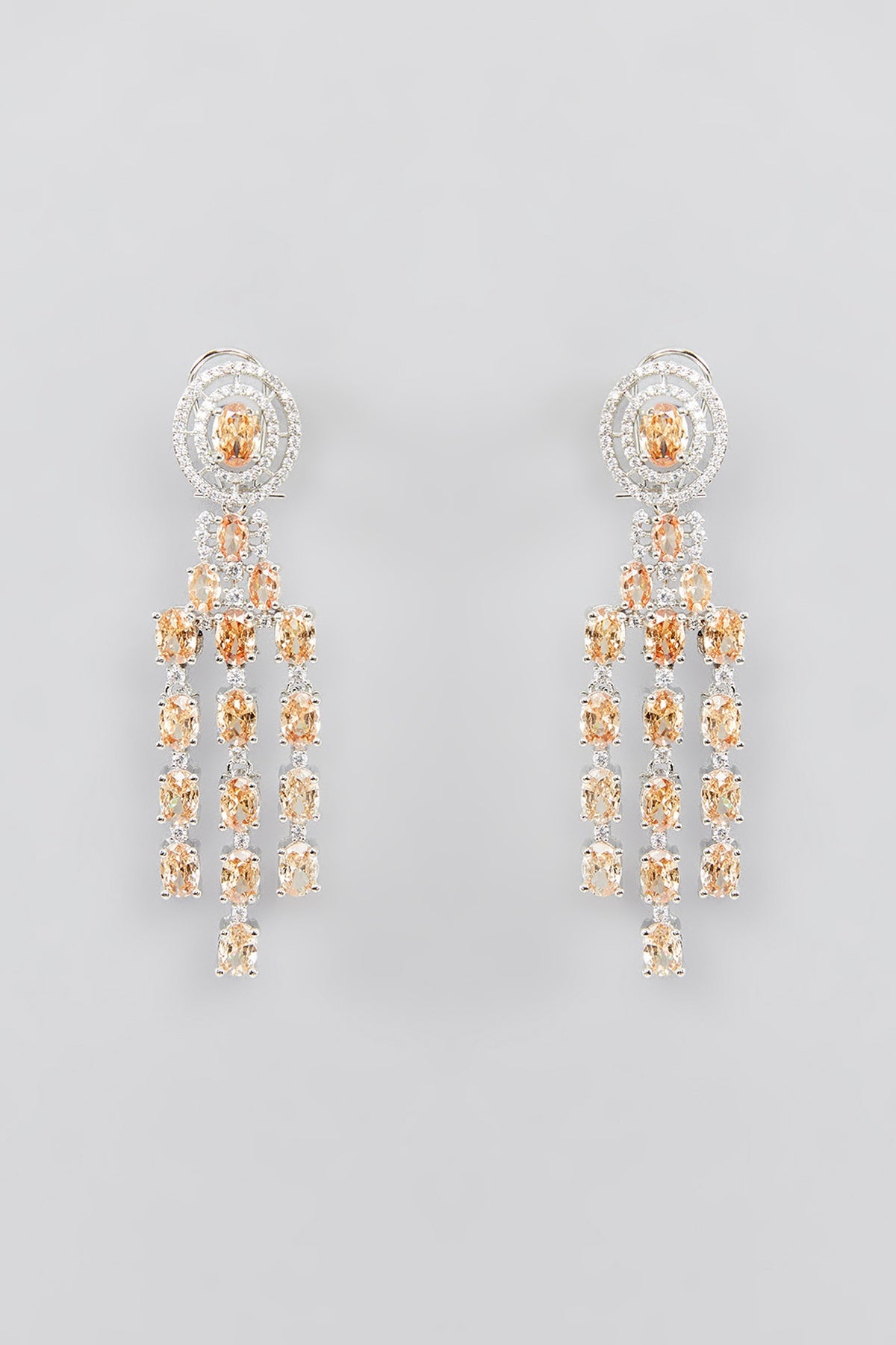 White Finish Faux Diamond Layered Necklace Set