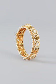 Gold Finish Kundan Polki Kadas (Set of 2)
