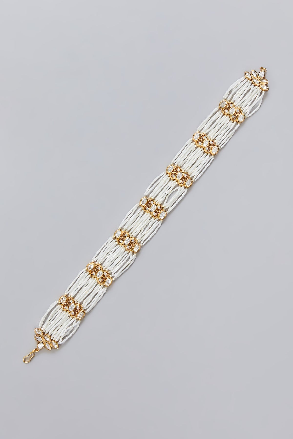 Gold Finish Kundan Polki Mathapatti