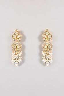 Gold Finish Moissanite & Pearl Necklace Set