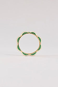 Gold Finish Kundan Polki & Green Resin Openable Bangles