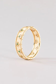 Gold Finish Kundan Polki & Pearl Kadas (Set Of 2)