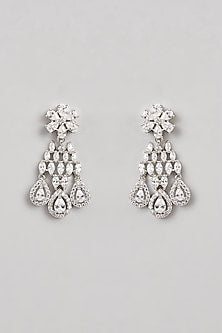 White Finish Diamond Necklace Set