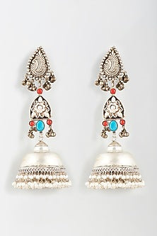 Oxidised Finish Tribal Jhumka Earrings