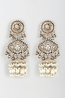 Oxidised Finish Kundan Polki Dangler Earrings