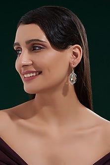 Silver Finish Amethyst Dangler Earrings In Sterling Silver