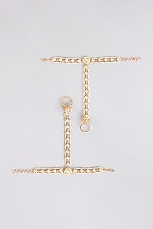 Gold Finish Kundan Polki Hathphool (Set Of 2)