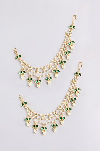 Gold Finish Kundan Polki Earchains