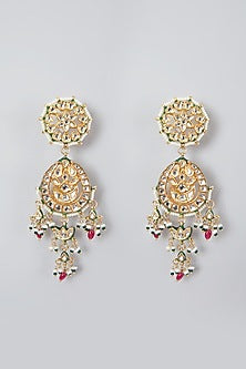 Gold Plated Kundan Polki & Ruby Stone Necklace Set