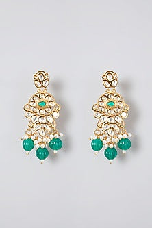 Gold Plated Kundan Polki & Emerald Choker Necklace Set