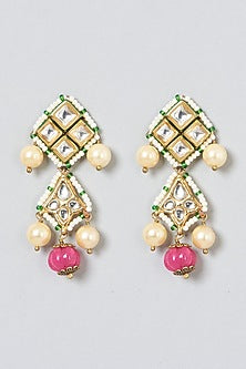 Gold Finish Kundan Polki & Pearl Choker Necklace Set