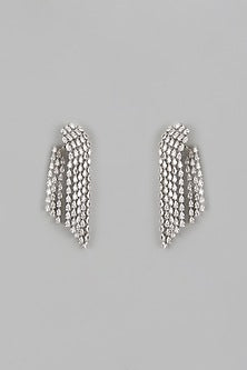 White Finish Diamond Dangler Earrings